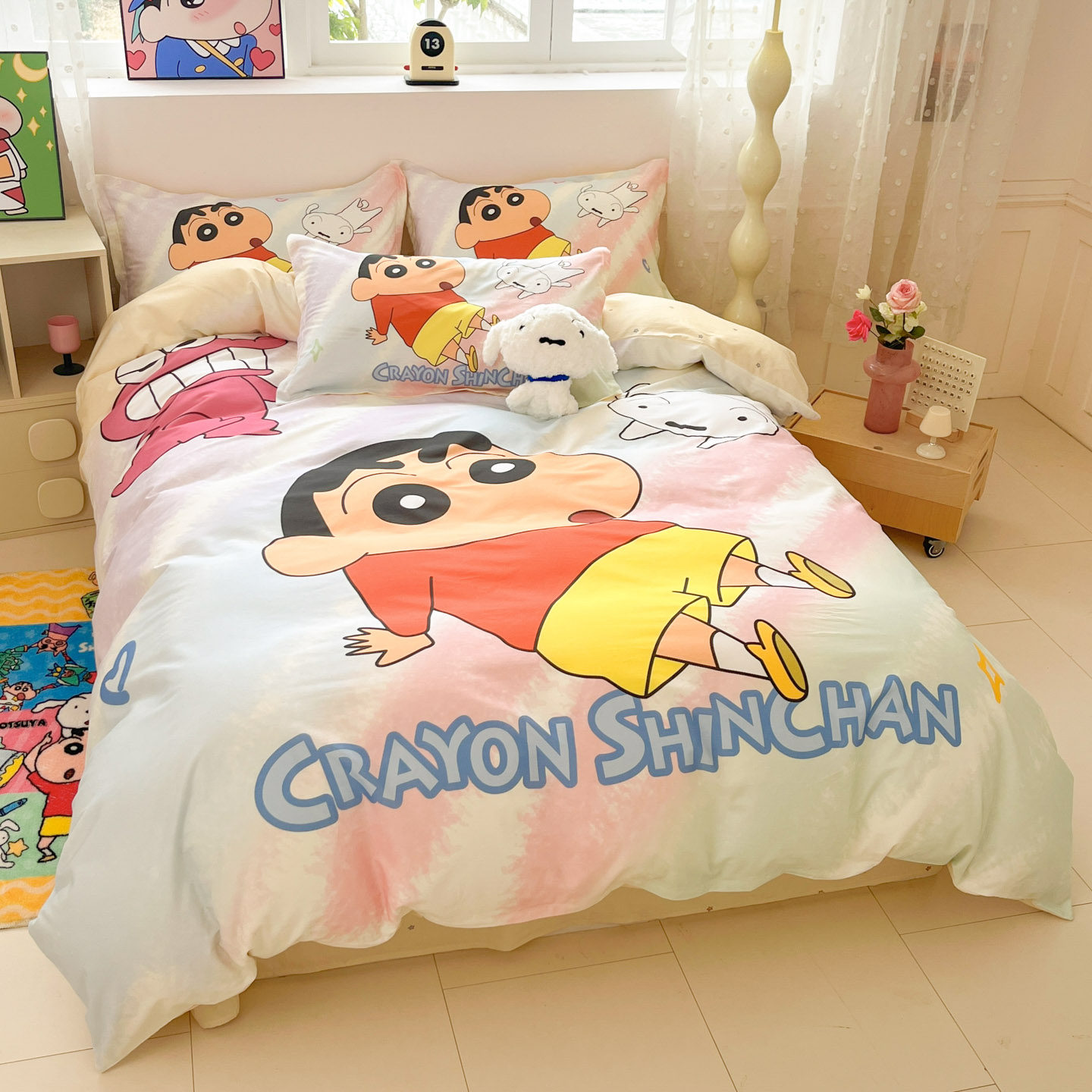 蜡笔小新授权卡通纯棉全棉床上四件套儿童学生宿舍被套床笠三件套,床上用品,床品套件/四件套/多件套,淘宝优惠券,粉丝福利购,淘宝优惠卷