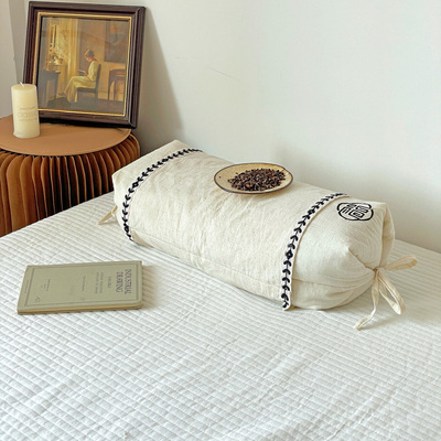 刺绣棉麻可调节高低两用荞麦枕头