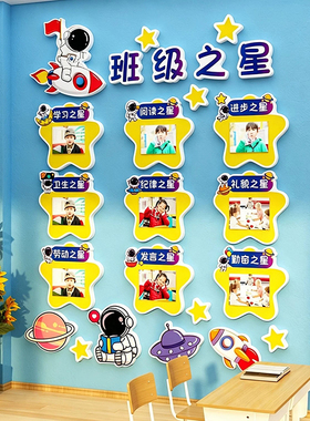 班级之星照片墙幼儿园小学初中教室布置装饰每周评比栏文化墙贴画