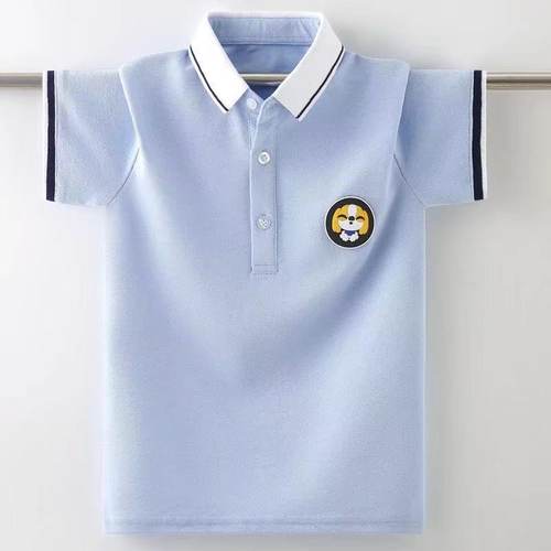男童短袖T恤夏季翻领polo衫中大童2025新款纯棉夏装儿童洋气衣服