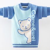 洋气 中大童男孩秋冬加绒加厚宝宝针织衫 2026新款 男童毛衣儿童韩版