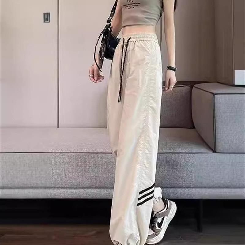 冰丝运动裤女夏季薄款小个子美式阔腿速干工装裤高个子垂感长裤子