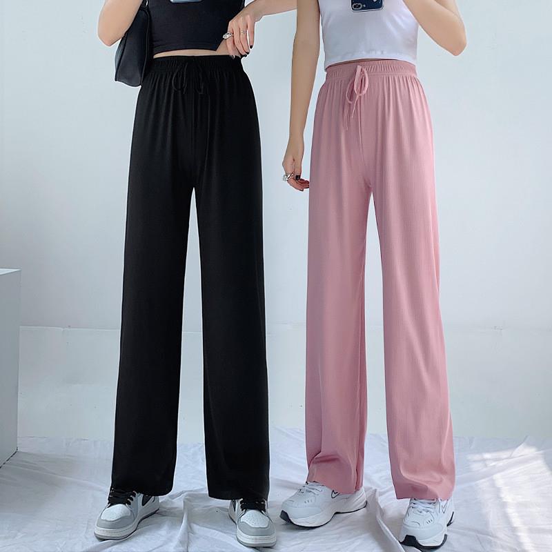 2025新款冰丝阔腿裤女夏季爆款九分裤高腰显瘦休闲裤宽松直筒裤子