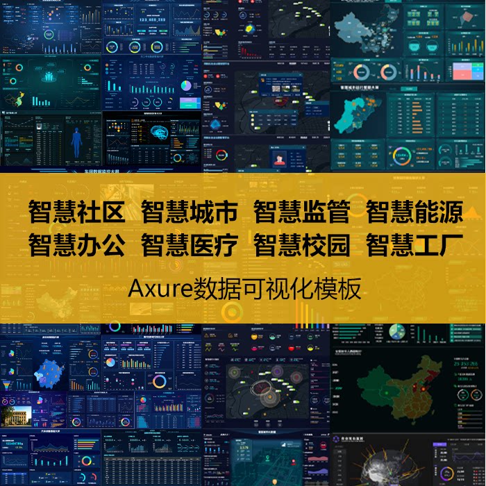 axure行业数据可视化模板行业大屏展示智慧社区智慧行业智慧原型