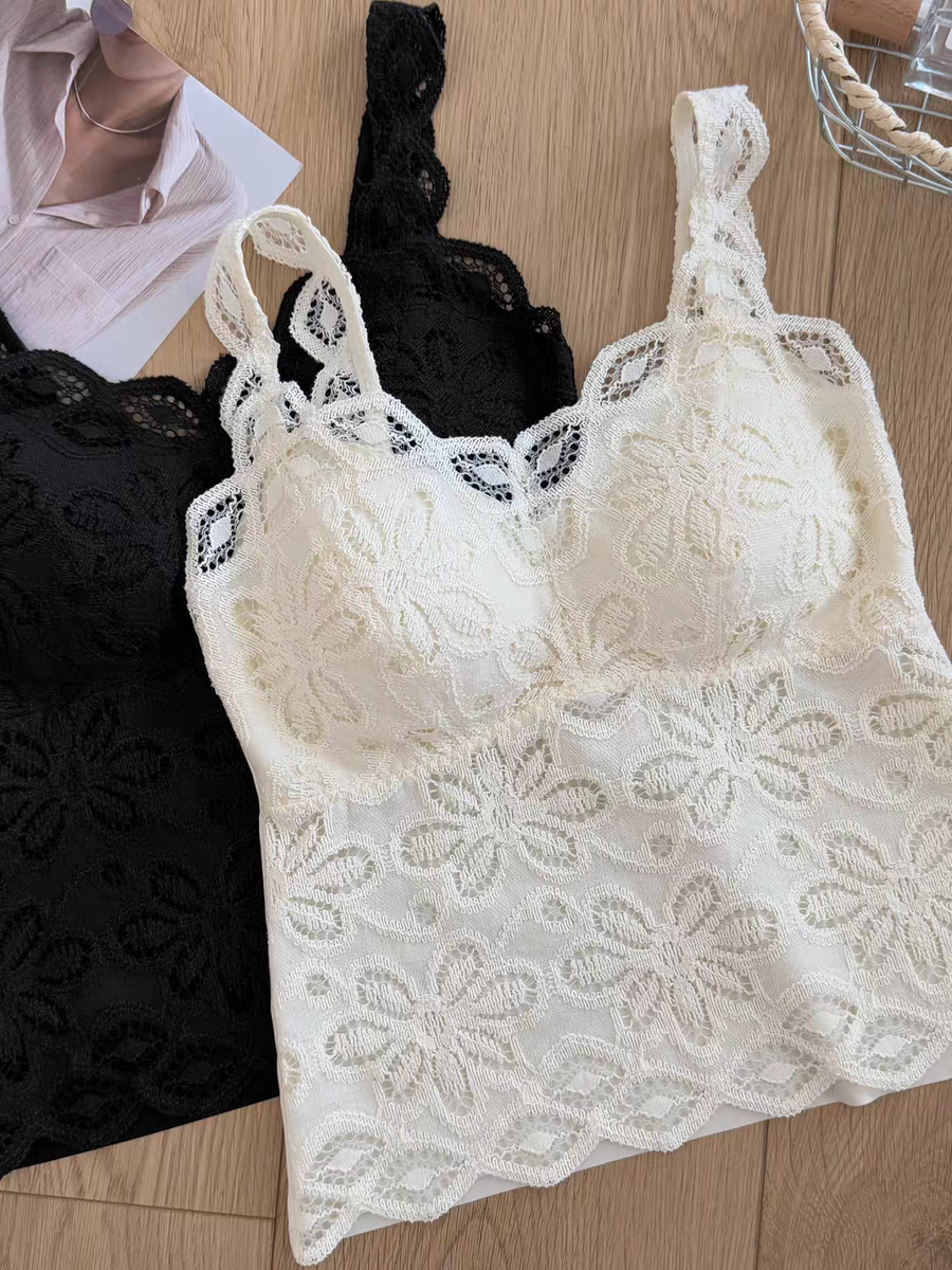 25秋冬季277娇柔勾花美背软糯蕾丝收副乳防下垂显瘦百搭背心内衣