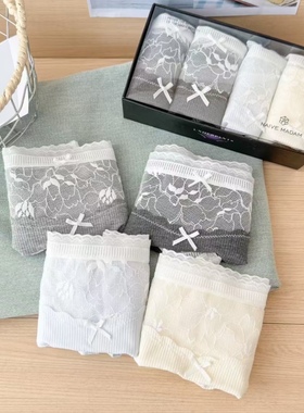 内目29035中腰内裤女轻奢轻薄蕾丝螺纹棉无痕包臀全棉底裆三角裤