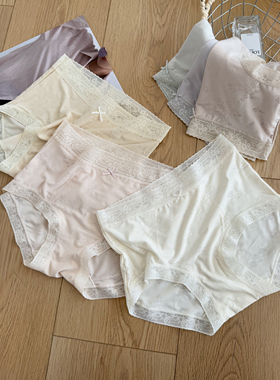 内目21398星空玫瑰莫代尔提花内裤女柔软蕾丝中高腰包臀蚕丝抗菌