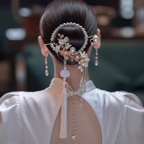 古风流苏汉服发环仙女发簪旗袍