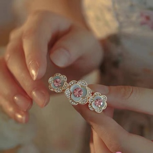 莫斯科仙子~法式迷你小发夹镶钻花朵仙气侧边夹子弹簧夹发卡头饰