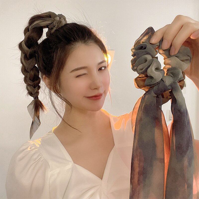 夏天超仙扎马尾飘带头绳网红2021年新款发带女绑发蝴蝶结头饰发圈