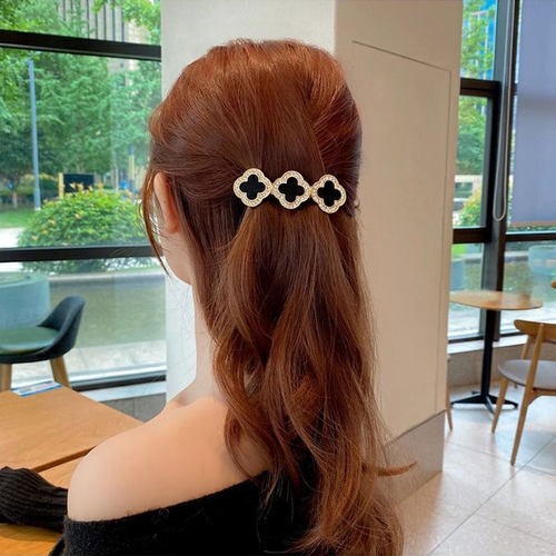 四叶草镶钻弹簧夹子发卡子