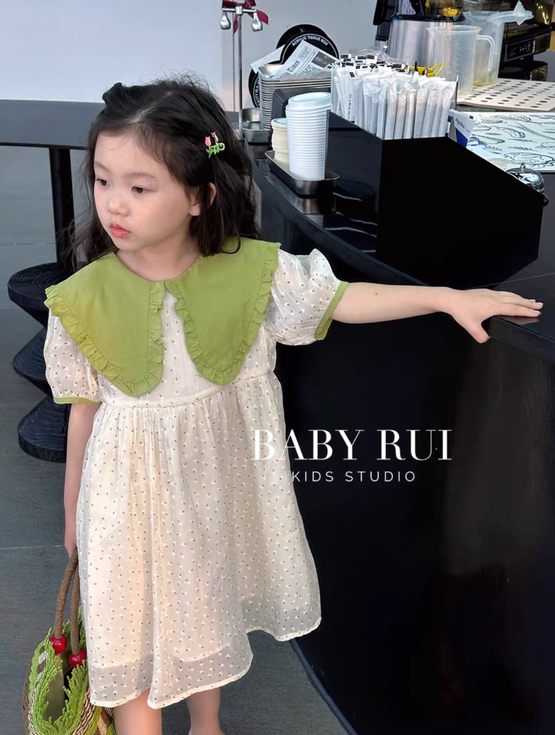 童尔贝贝韩版女童装儿童夏季甜美淑女花朵短袖连衣裙公主裙礼服