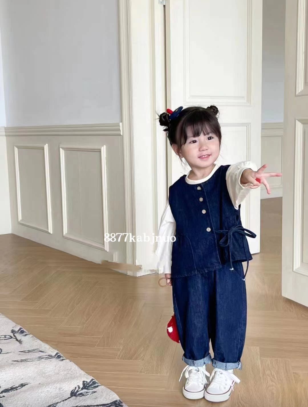 2025童装小女童春秋季三件套装牛仔中小童女童时髦秋款潮衣服