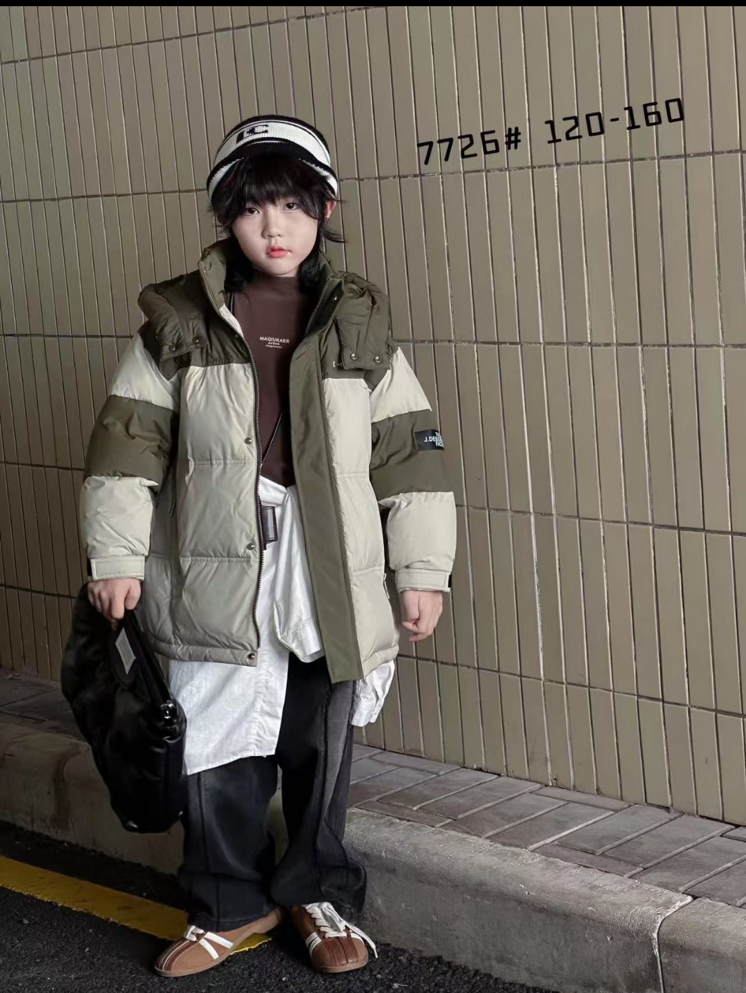 OK100男童冬装拼色羽绒服2024新款中大童冬季加厚外套洋气保暖潮