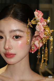 君心家 古风金色凤凰边夹一对 |新娘中式头饰配饰 不含发钗