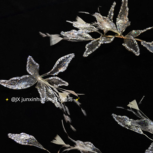 君心家 银霜花瓣羽毛发条可拆卸三件套多用头饰新娘饰品