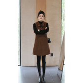 柒院家大码 名媛风高级感气质翻领羊毛背心连衣裙2025冬宽松中长裙