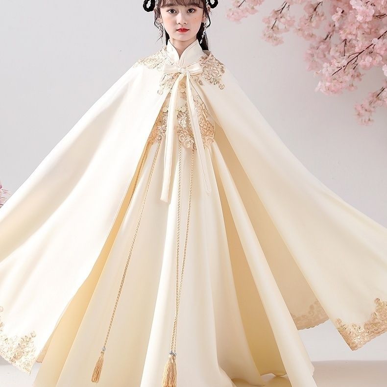 汉服女童儿童古装长袖超中国风仙唐装小女孩古风连衣裙秋冬装加棉