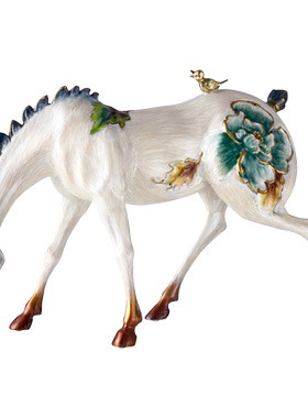 罗比罗丹富贵马摆件珐琅彩工艺