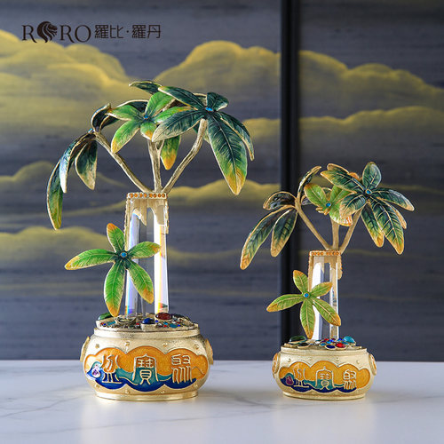 罗比罗丹珐琅彩工艺发财树摆件