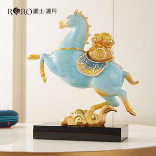罗比罗丹《马上有钱》珐琅彩工艺马摆件马到成功乔迁家居饰品礼盒