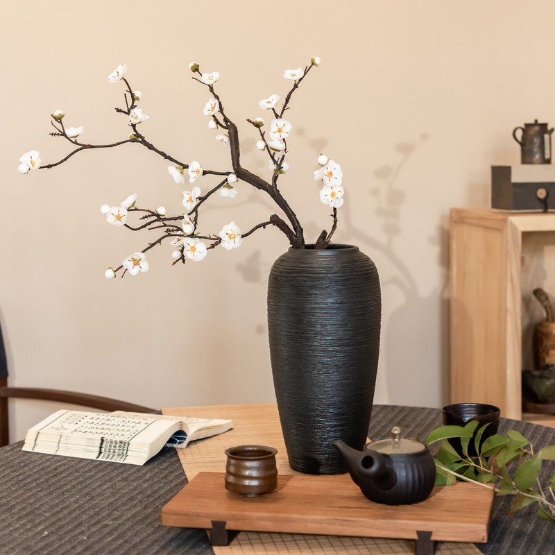 陶瓷花瓶摆件侘寂风粗陶罐客厅玄关桌面插花器复古禅意中式装饰品,家居饰品,花瓶,淘宝优惠券,粉丝福利购,淘宝优惠卷