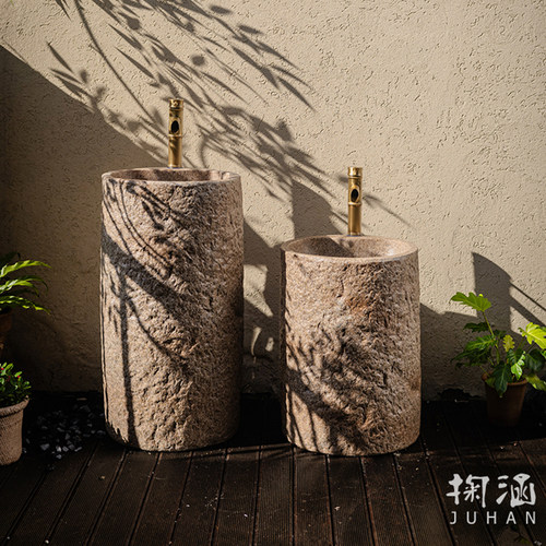 庭院石头洗手盆一体水池台盆