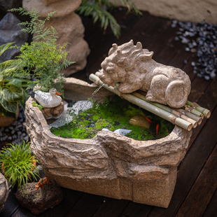 中式招财流水摆件貔貅喷泉造景鱼池茶室桌面循环水景观客厅装饰品