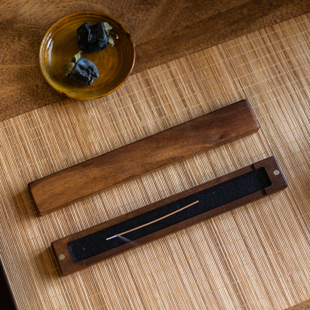 黑胡桃木线香盒创意家用室内线香炉香插实木禅意熏香盒高端焚香炉