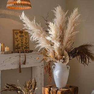 掬涵天然芦苇干花混搭小花束客厅摆件真花ins美式装饰蓬莱松黄金