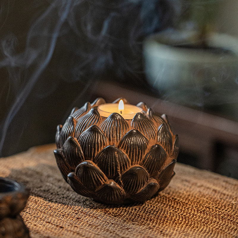 创意莲花烛台香炉檀香家用香道摆件荷花薰香炉创意香炉香道茶道,家居饰品,烛台,淘宝优惠券,粉丝福利购,淘宝优惠卷