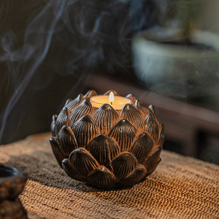 创意莲花烛台香炉檀香家用香道摆件荷花薰香炉创意香炉香道茶道