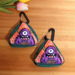 创意帆布三角形怪兽挂件零钱包卡包男女小钱包大容量个性迷你包潮