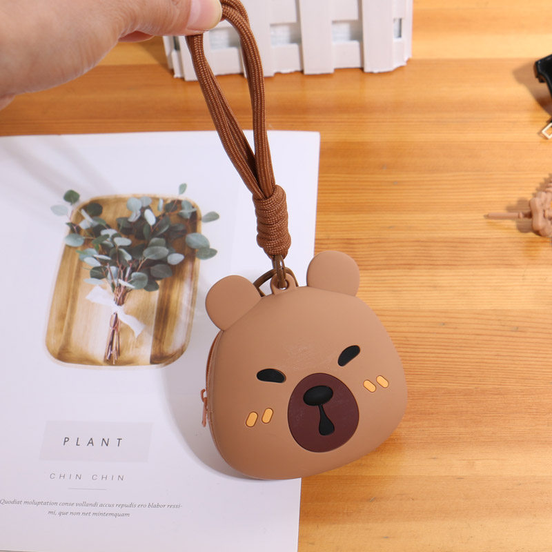 卡通可爱卡皮巴拉零钱包男女学生手拎硅胶拉链小钱包耳机钥匙包潮