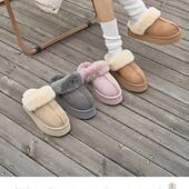 2025冬羊皮毛一体雪地靴女包头棉拖鞋 澳洲TASMAN AUS厚底毛毛拖鞋