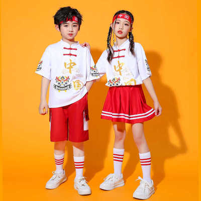 儿童啦啦队演出服小学生团体啦啦操运动会开幕式班服合唱表演服装
