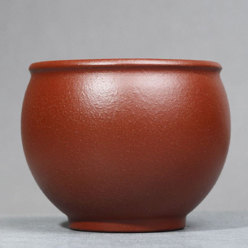 宜兴紫砂品茗杯手工杯主人杯创新杯原矿梨皮大红袍精品单杯包邮