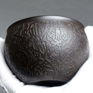 宜兴紫砂原矿石黄泥主人杯加厚百福大口缸杯紫砂杯茶杯品茗杯子