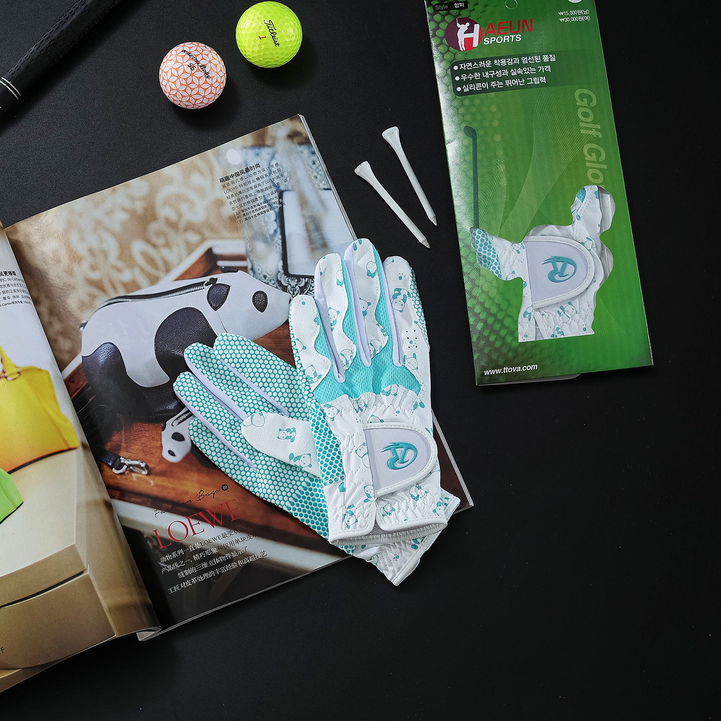 高尔夫球手套女双手超纤布夏季薄款触屏透气耐磨防晒运动户外装备