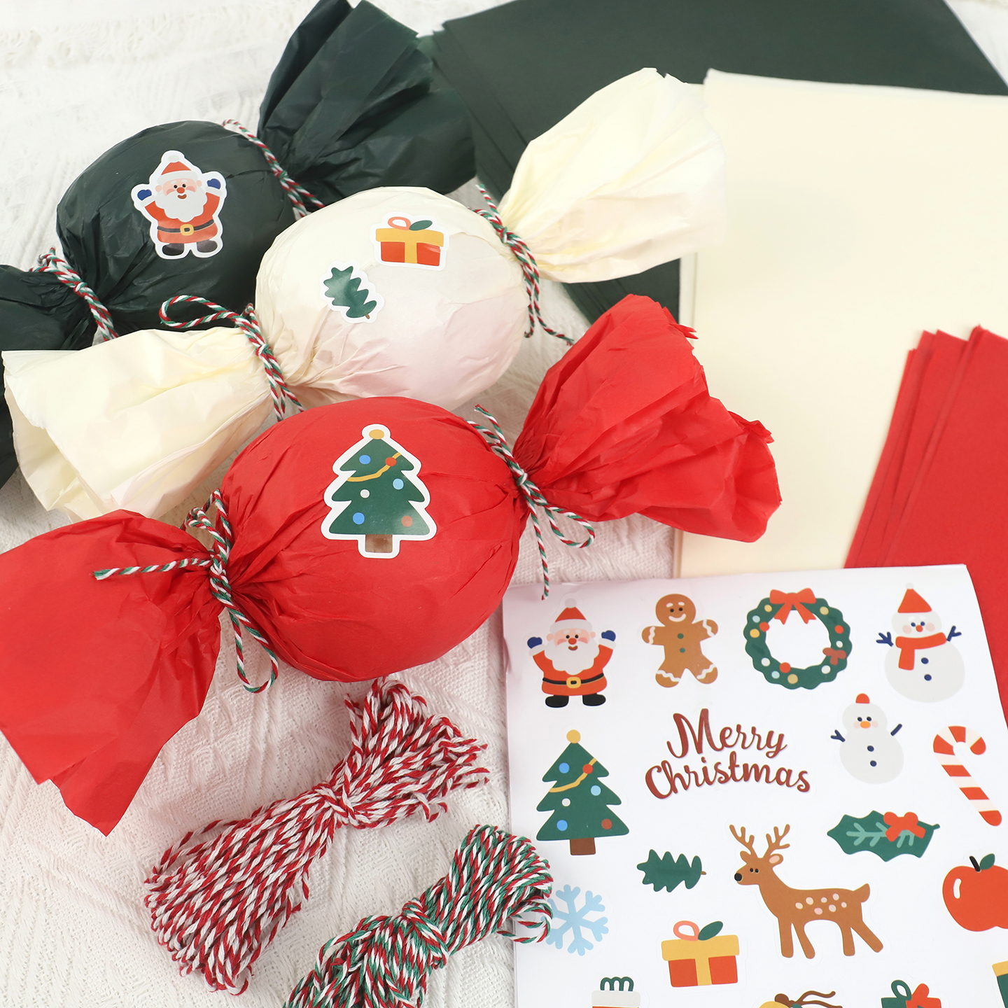 包苹果！圣诞礼物包装纸雪梨纸平安夜苹果包装纸圣诞包装全套材料