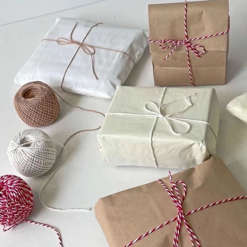 ins礼物包装绳圣诞节双色棉绳吊牌绳diy手工棉线打包装饰丝带绑带