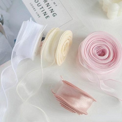 鲜花包装鱼尾纱丝带diy材料纱带花束缎带花艺彩带波浪拷边装饰带