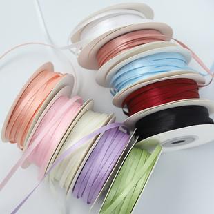 3mm丝带双面迷你极细丝带加密涤纶带diy蝴蝶结装饰手工发饰丝带