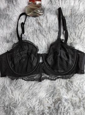 美国小众品牌LIVY黑色真丝女士薄性感文胸有钢圈