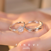 正品 莫桑石钻戒1克拉男女情侣一对订婚结婚求婚纯银戒指生日礼物