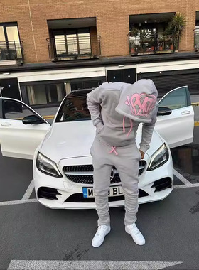 美潮Drill SynaWorld 街头嘻哈发泡印花连帽卫衣男女高街休闲套装