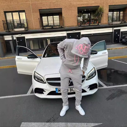 美潮Drill SynaWorld 街头嘻哈发泡印花连帽卫衣男女高街休闲套装