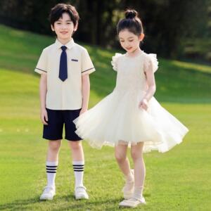 六一儿童合唱演出白色纱裙舞蹈服