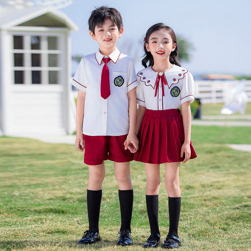 小学生校服套装儿童订制夏季短袖一年级班服英伦学院风幼儿园园服