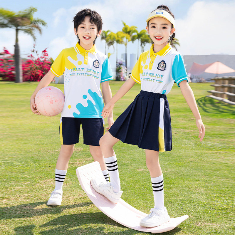 小学生校服夏季短袖套装幼儿园园服运动会儿童夏装班服毕业照衣服